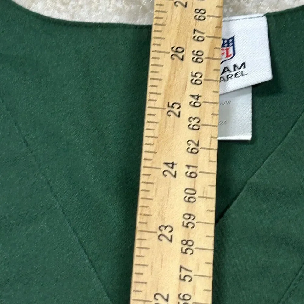 NFL Team Apparel Scrub Top Unisex M Green Bay Packers V-Neck Pocket Yellow Trim